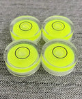 Four Pack Tiny Circular Bubble Levels With Double Sided Adhesive Backing Stick On Spirit Level Gauges, neon acrylic