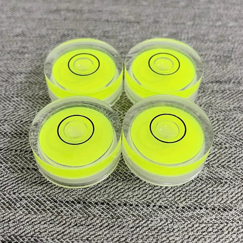 Four Pack Tiny Circular Bubble Levels With Double Sided Adhesive Backing Stick On Spirit Level Gauges, neon acrylic