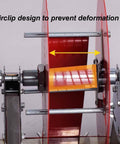 Built Tough Folding Cable Rack With Single Axis Wire Dispenser close-up, highlighting circlip design to prevent deformation.