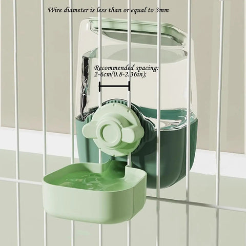 No Stress Hanging Pet Food And Water Bowl Combo For Cats Dogs And Small Rabbits Gravity Powered Cage Mounted Dispenser mounted on cage bars