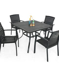 Outdoor Dining Table With 1.6 Inch Umbrella Hole, Brown Plastic Square Backyard Bistro Table For Garden, Poolside, And Patio Weather Resistant