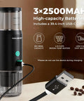 Portable Electric Espresso Machine With 20 Bar Pump, Fast Heat Up On The Go Coffee Maker USB C Rechargeable shown with USB cable