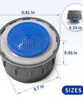 Durable Two Pack 116711 Faucet Aerator With 1.5 Gpm Flow Restrictor showing dimensions 0.81 in and gray build for faucet replacement.