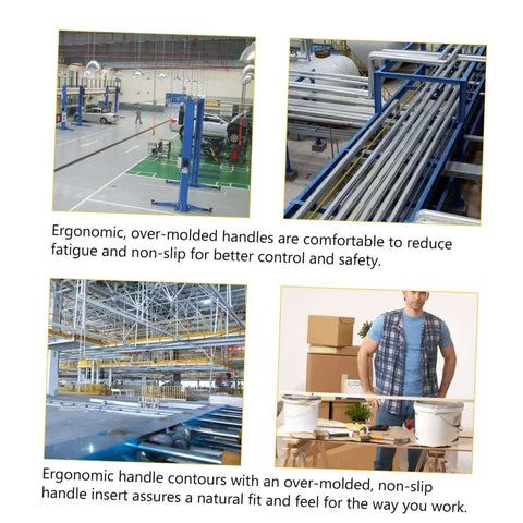 HVAC workshop scene highlighting ergonomic over-molded handles for Beefy Multi-Functional Hand Seamer Tool with Electric Edge Folding Pliers.