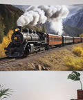 Steam Locomotive Train Wall Tapestry Poster Ultra Soft Polyester Backdrop For Bedroom Cozy Vibes Vintage Style Wall Hanging Decor