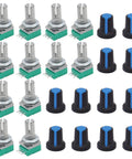12 Piece Sealed Linear Rotary Potentiometers Set 5K 10K 20K 50K 100K 500K Ohm Knurled Shaft 6mm 3 Pin Top Adjustment RK097N 3 Series
