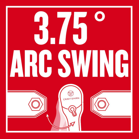 Diagram showing 3.75-degree arc swing for V Series Three Eighths Inch Drive Ratchet With Flexible Head XL 96 Tooth