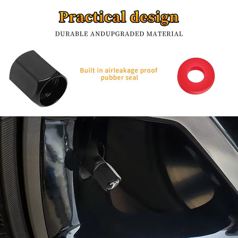 5 Pack Tire Valve Stem Caps For Tesla Model 3 S X Y, Leakproof Aluminum Chrome Caps With Rubber O Rings, Durable