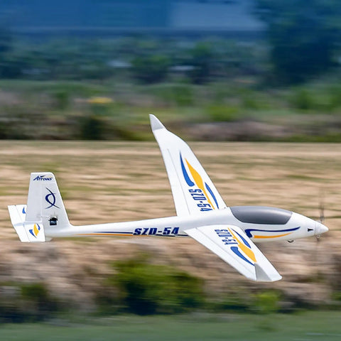 2000mm SZD-54 6 Channel RC Plane PNP Kit With Propeller Remote Control Airplane White Finish in flight over grassy field