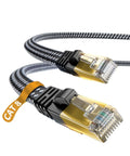 10ft Cat 8 Ethernet Cable High Speed Network Cable With RJ45 Connectors For Printer Router And Gaming Console Ultra Fast 2000MHz Bandwidth Up To 40Gbps Braided Nylon Beefy Durability And Dirt Resistant Design.