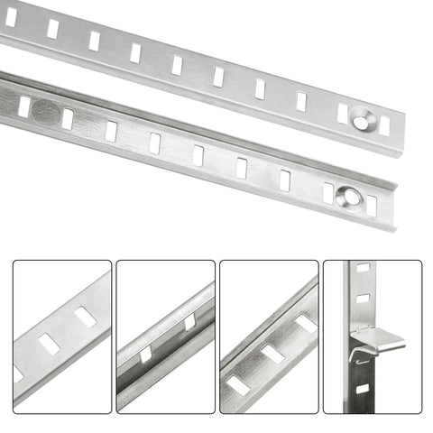 Heavy Duty 17 Inch Pilaster Shelf Brackets Set Of 8 Adjustable Mortise Wall Rails featuring smooth galvanized carbon steel design.