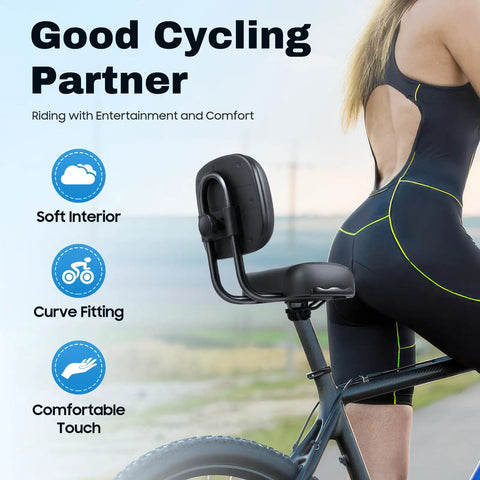 Ultra Comfy Wide Bike Seat With Backrest For Tricycles And Electric Rides, cushioned PU leather saddle with black frame