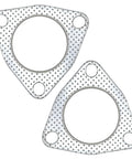 Two triangular stainless steel exhaust gaskets with 3-bolt flange and 63.2 mm bore for 2.5 in exhaust