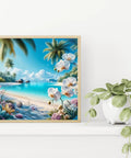 Tropical Beach Diamond Painting Kit For Adults 5D Full Drill Diamond Art For Beginners DIY Fun Gem Painting Dot Art Summer Ocean