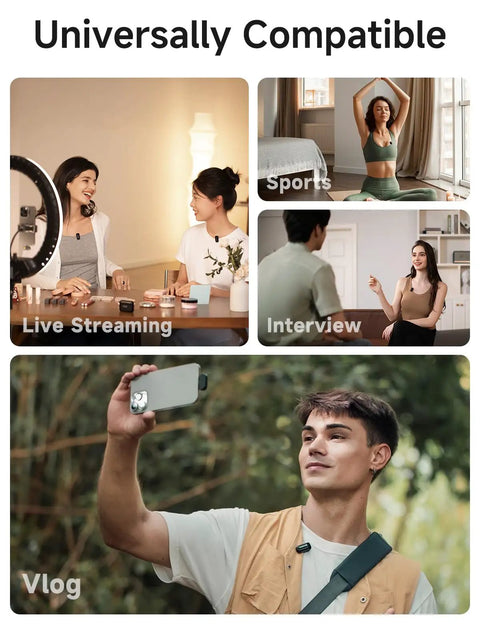 Pocket Size Wireless Lavalier Microphone With AI Voice Filter MFi Certified And Noise Cancellation For vlogging outdoors