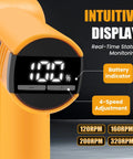Mulwark 4.2V Electric Scissors Cordless Box Cutter With Led Display shows battery level and 4-speed adjustment options, intuitive design.