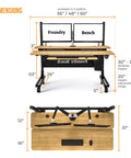 Smooth Bamboo Electric Standing Desk Riser 60 X 30 Inches with motorized lift and dimensions for dual screens.
