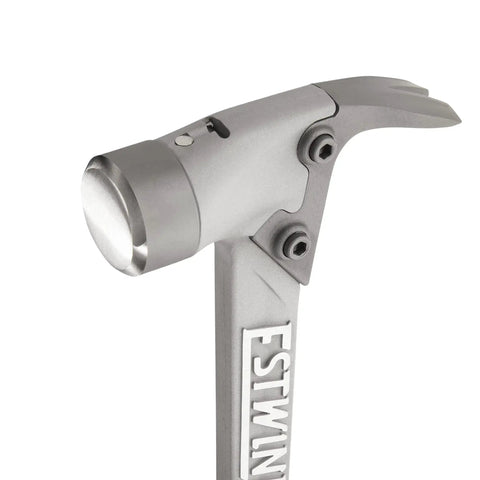 Close-up of AL-PRO Aluminum Framing Hammer 14 Oz with Straight Rip Claw, Smooth Face and Shock Reduction Grip, black finish.