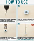 Four Prong Tee Nuts 400 Pack Three Eigh In One Six Thread Galvanized Steel Barrel Nuts Heavy Duty Hardware For Woodworking And Cabinet Builds instructional steps for usage.