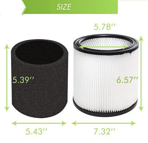 Replacement Cartridge Filter Foam Sleeve For 5 Gallon Wet Dry Vacuums Compatible With Type U X W 90304 9030400 9034000 Filters