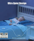 Straight Up Heavy Duty Oil Free Silent Air Pump Featuring A 550W Dual Cylinder Motor That Pumps Out Serious Airflow At Just 65Db Stays Dead Quiet For Shop Rigs And Daily Work Use, shown with child asleep.