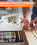 Absolute Banger Carpenter Pencil Kit Featuring Heavy Duty Mechanical Leads in clear storage, used for precise measurements on wood.