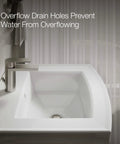 Overflow drain holes on Archer Pedestal Bathroom Sink Basin With One Hole Faucet Drilling Sleek Vitreous China White 24" x 20.5"