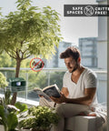 Yard Gard Ultrasonic Animal Repeller for 4000 Sq Ft Keeps Deer, Raccoons, and Skunks Out With Humane No Harm High Frequency Sound Humans Don't Hear But Pests Do for a Safer, Pest Free Backyard mounted by potted tree on balcony