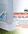P625 Crack Flex Sealant White 12 Pack DIY Friendly Polyurethane Construction Sealant application on wooden exterior wall