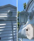 Vertical Siding Lamp Mount Kit With Built-In Box For Lights One Half Inch PVC installed on white siding