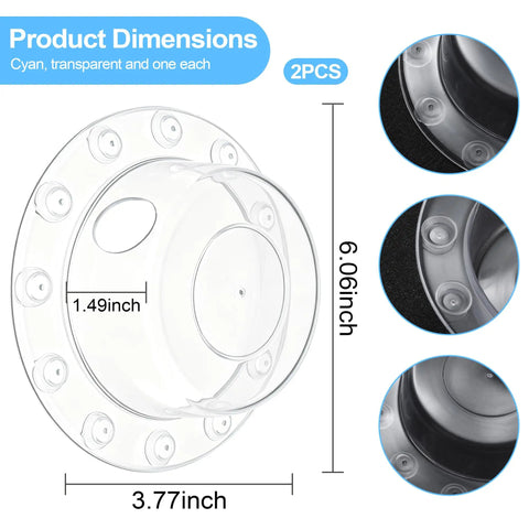 Quovay 2 Pcs 6.1 Inch Bathtub Stoppers, PVC Bathtub Overflow Drain Cover dimensions showing sizes 3.77 and 6.06 inches.