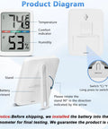 Digital Thermometer Hygrometer With Large LCD Indoor Temperature And Humidity Monitor Wall Mounted Climate Gauge For Home Office Or Greenhouse Ultra Accurate Readouts And Easy Color Coded Comfort Indicators, rear stand view