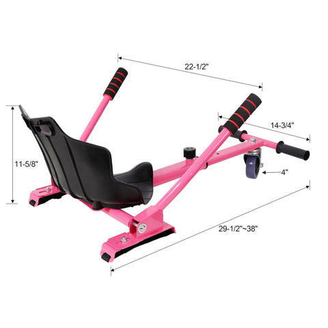 Hoverboard Seat Attachment For Kids And Adults, Adjustable Sturdy Go Kart Frame Fits 6.5, 8, And 10 Inch Hoverboards in Pink