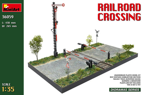 1 35 Scale Railroad Crossing Diorama Plastic Model Kit in Grey Highly Detailed Builder Friendly Build Set for Builders