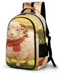 Scarf Horned Ram Print Unisex Backpack with large capacity and durable polyester, side view showing breathable design.