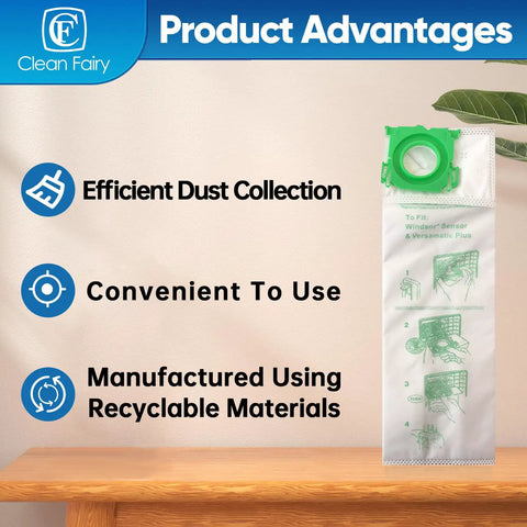 Pro Grade No Fuss Micro Synthetic Vacuum Filter Bags Replacement 12 Pack Set For Sebo C G X Series And Windsor Sensor S12 S15 XP18