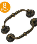 8Pcs Bail Drawer Handles Set Center To Center 3.5 Inch Hole Spacing Bronze Antique Drop Pulls For Desks And Cabinets