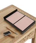 Beginner Friendly Rubber Stamp Carving Kit With A 10 Piece Tool Set And A Metal Angled Knife, DIY Ready Ink Rollers For Even Printing, Perfect For Rubber Blocks, Printmaking, And Craft Projects., two pink rubber carving blocks, roller, and angled knife