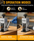 Heavy Duty Wire Stripper Machine With Hand Crank Or Drill Power Strips 0.12 To 1.18 Inch Copper Wire And 3 To 30 Mm Scrap Cables DIY Cable Tool demonstrating manual and automated modes