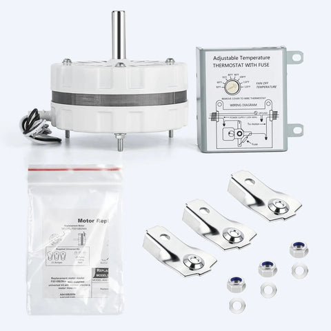 Attic Fan Motor Replacement for Lomanco 2000 and 1800 Series, includes 58033 Temperature Controller and mounting hardware.