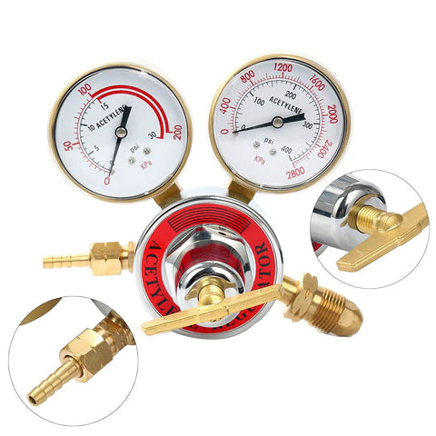 Acetylene Regulator for Welding Gas Replacement Gauge for Torch Cutting Kits CGA 510 Inlet 0 to 400 PSI Outlet 0 to 30 PSI