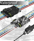 1008Pcs 63 Set Waterproof Automotive Electrical Connectors Kit shown with rain splashes on connectors and wires