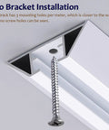 Built Like A Tank Single Track Sliding Barn Door Rail Kit Ceiling Mounted Aluminum system showing installation details with a mounted screw.