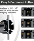 Pro Shop Nut Spinner Drill Attachment For Swift Bolt Extraction And Threaded Rod Removal Handles 1/4 3/8 And 1/2 Inch Sizes displayed.