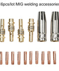 Pro Grade TIG Welding Nozzles And Collets Kit For 15AK Torch With High Conductivity Copper Tips And Holders, 16-piece set