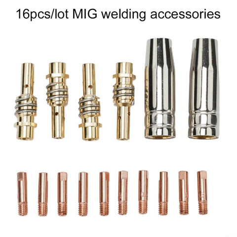 Pro Grade TIG Welding Nozzles And Collets Kit For 15AK Torch With High Conductivity Copper Tips And Holders, 16-piece set