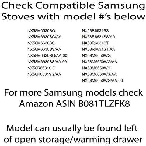 List of Samsung models compatible with Custom Fit Gas Stove Top Cover Protector