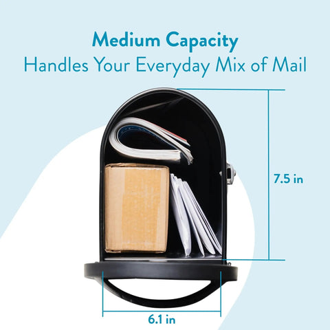 Postmount Mailbox Black Medium Outdoor Box Built Tough For Rain Snow Or Sun Galvanized Steel Construction Rust Resistant