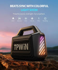 80W Portable Bluetooth Speaker With Big Bass And Rugged Outdoor Vibe, IPX6 Waterproof, on rock with built-in lightshow