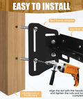 Heavy Duty Queen Bed Headboard Mounting Brackets Two Piece Steel Conversion Kit With Secure Fastening showing installation with drill and adapter.